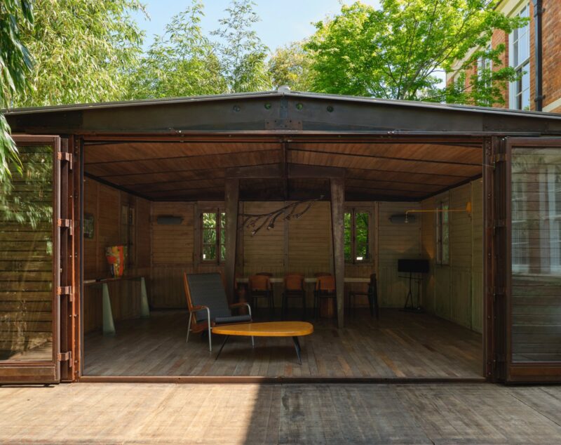 Installation shot from Jean Prouvé: Maison Démountable, @ Carpenters Workshop Gallery