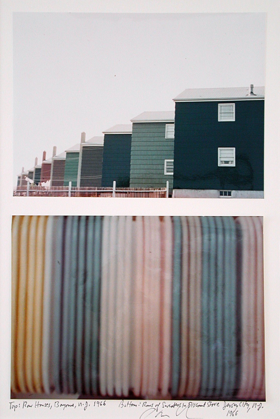 Dan Graham, Top: Row Houses, Bayonne, N.J. / Bottom: Rows of Sweater in Discount Store, Jersey City, N.J., 1966
