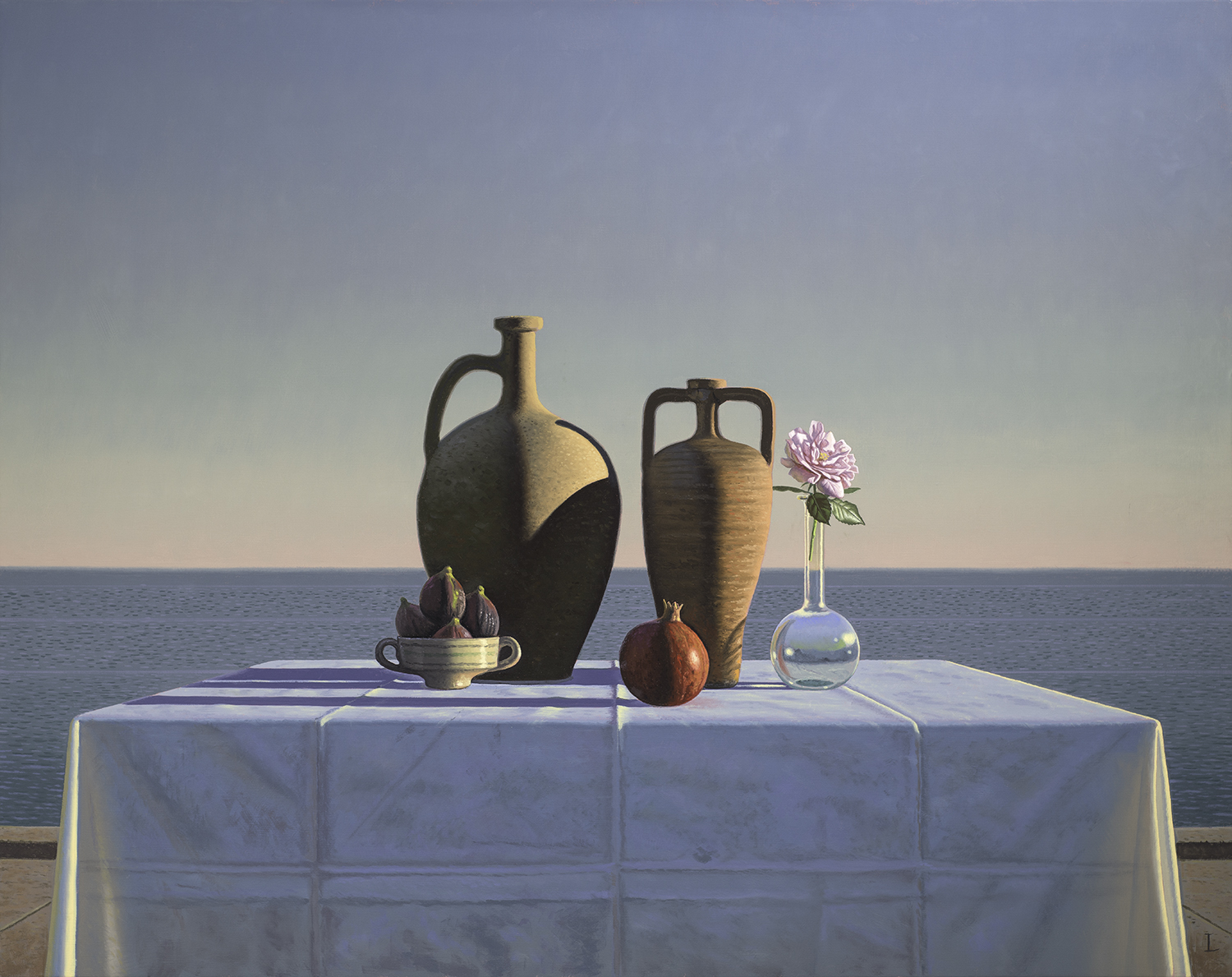 David Ligare, Still Life with Figs, Pomegranate and Rose, 2018
