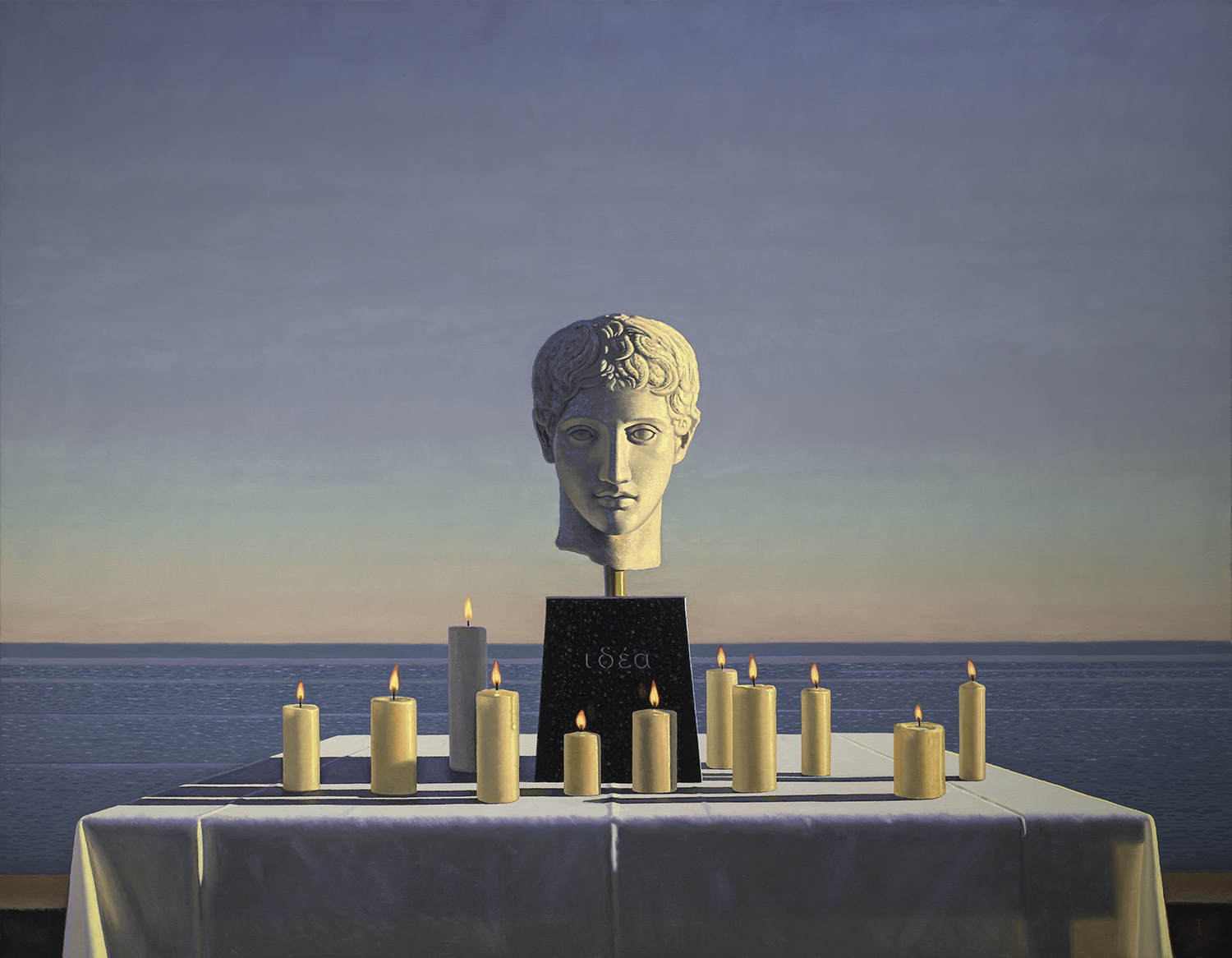 David Ligare, Still Life with Polykleitian Head and Candles (Idea), 2018
