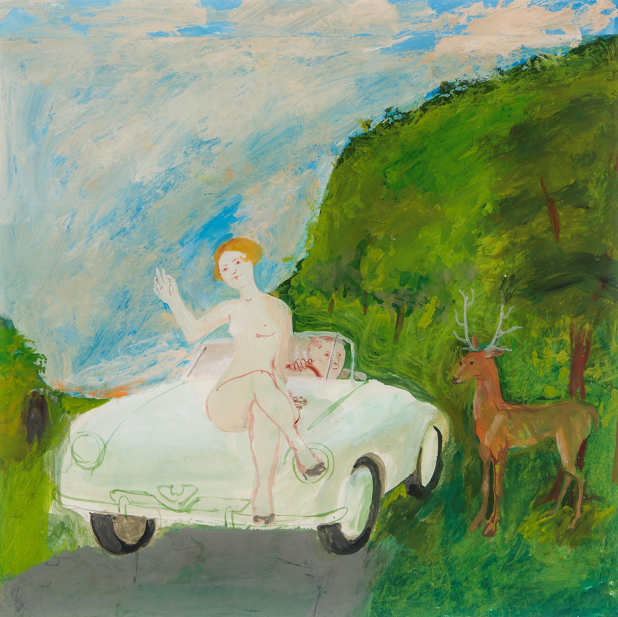 Honoré Sharrer, (Nude on Car/Man/Stag)