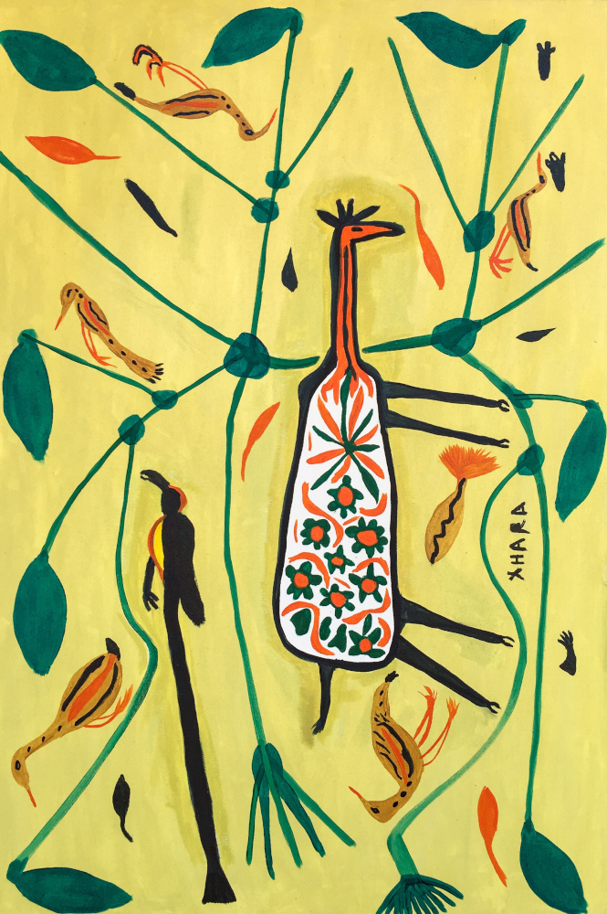 Xgara Qoma, Giraffe and Bird, 2023