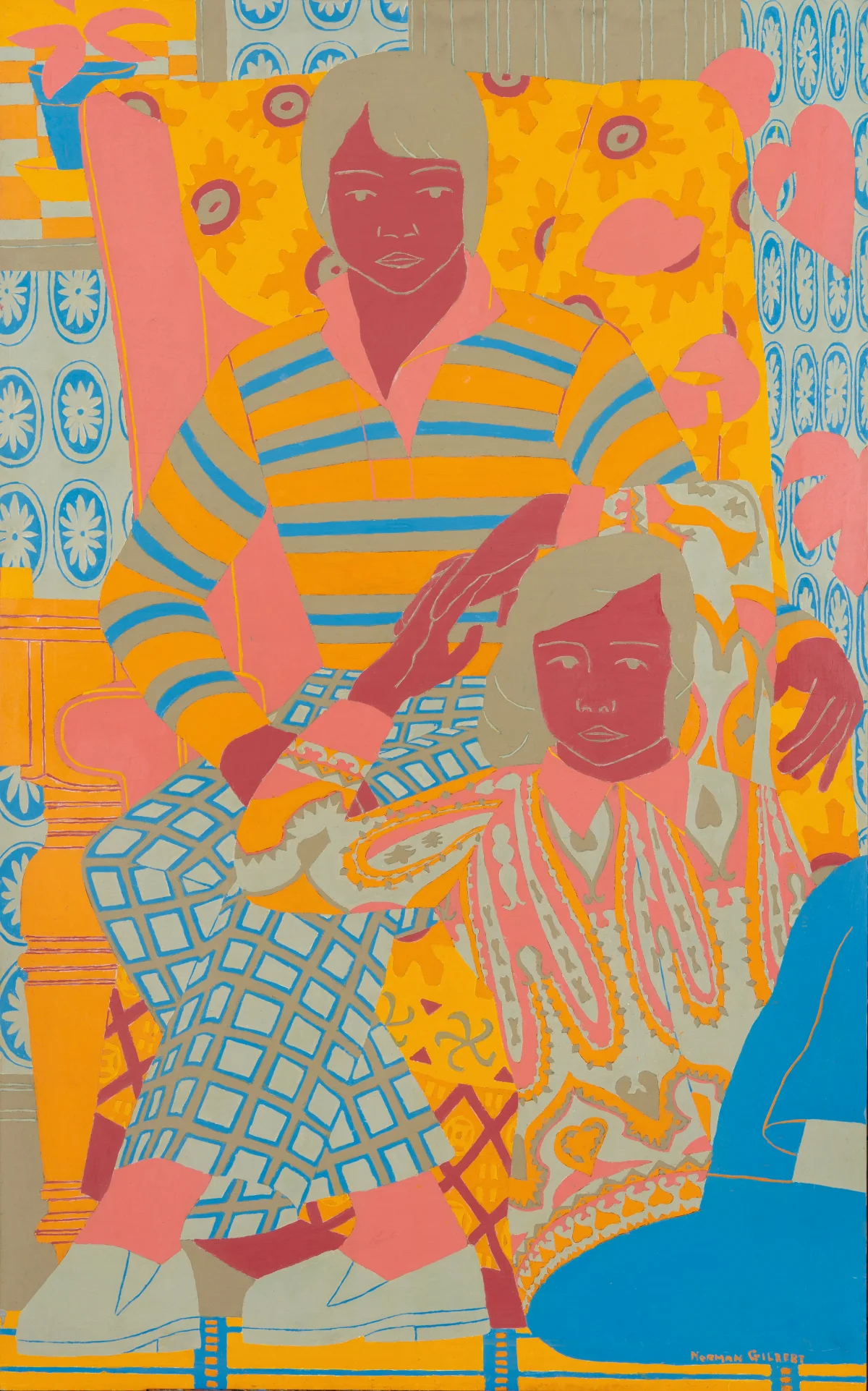Norman Gilbert, Boy Seated in Armchair Girl seated on Floor, 1976