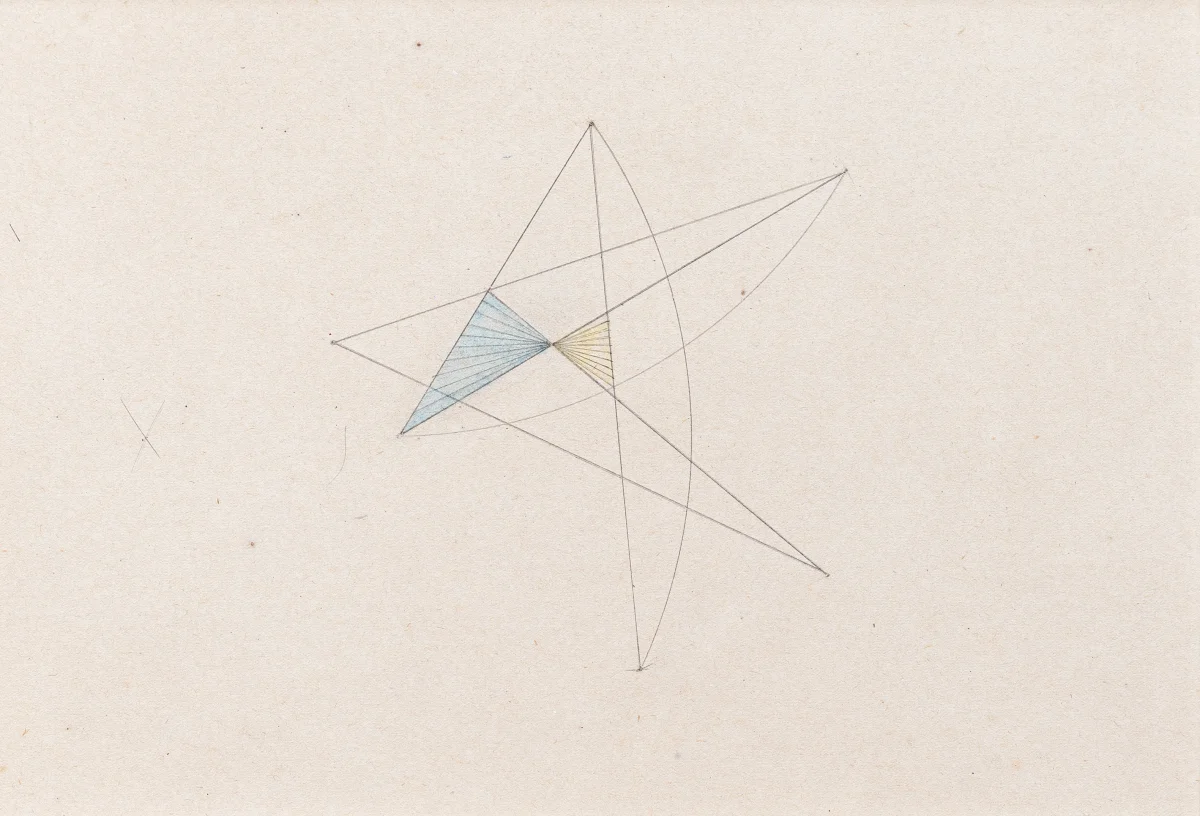 Marlow Moss, Untitled (Blue and yellow triangle), c. 1940s