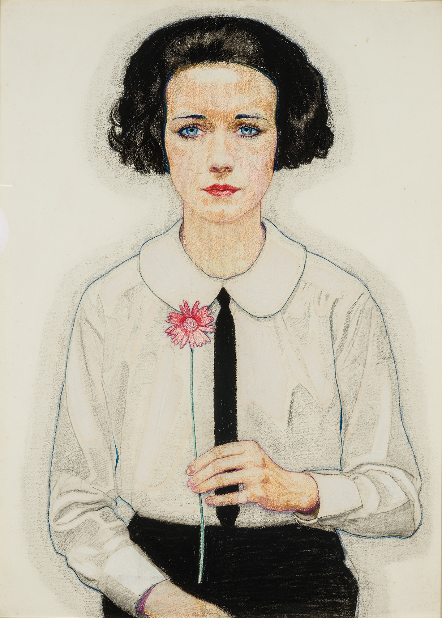 Winold Reiss, Young Woman Holding Flower, about 1927