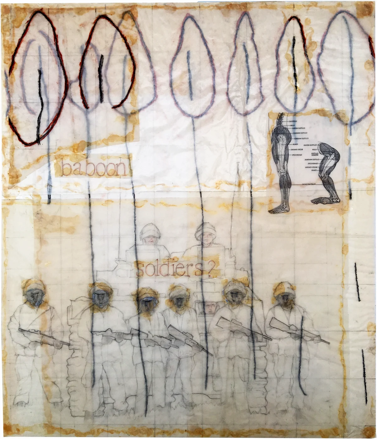 Jo Baer, baboon soldiers?, 1990