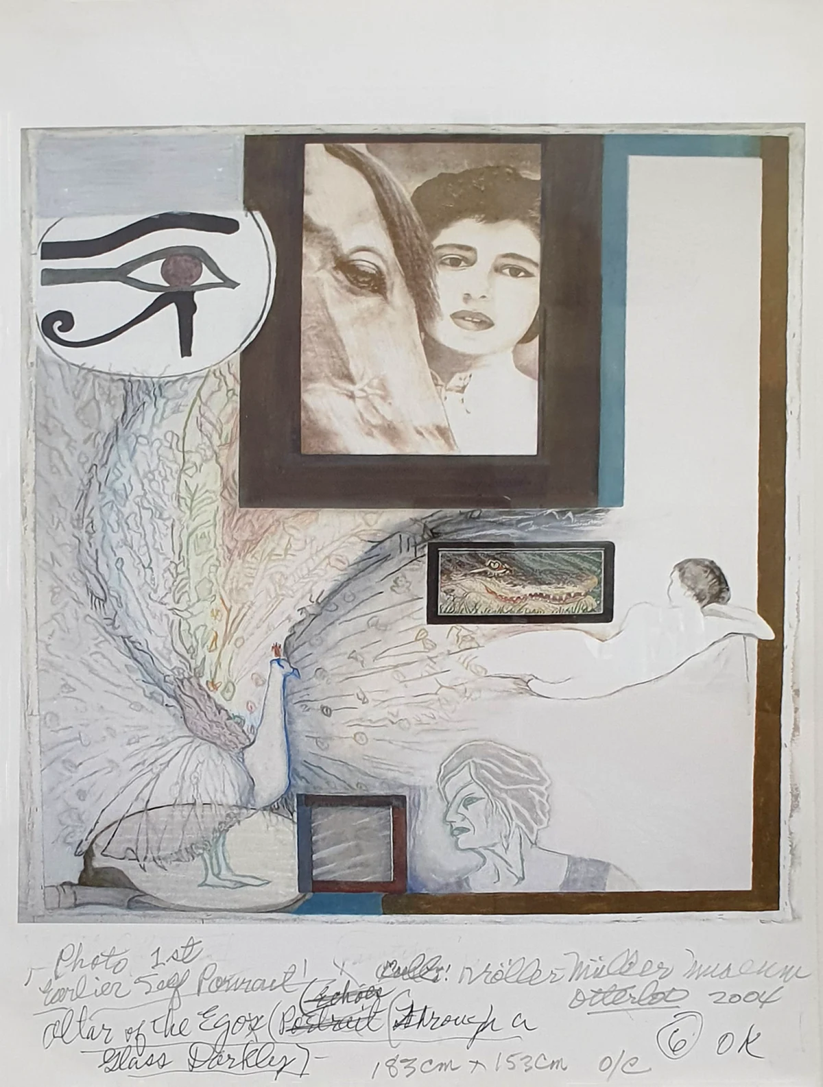 Jo Baer, Altar of the Egos (Through a Glass Darkly) - Drawing, 2002
