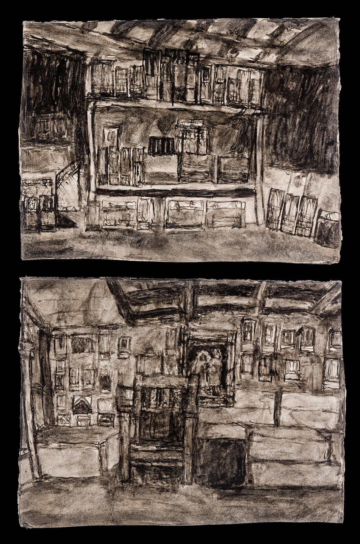 James Castle, Untitled (Shed with Friends/ Chair with Friends) [Double-Sided drawing]