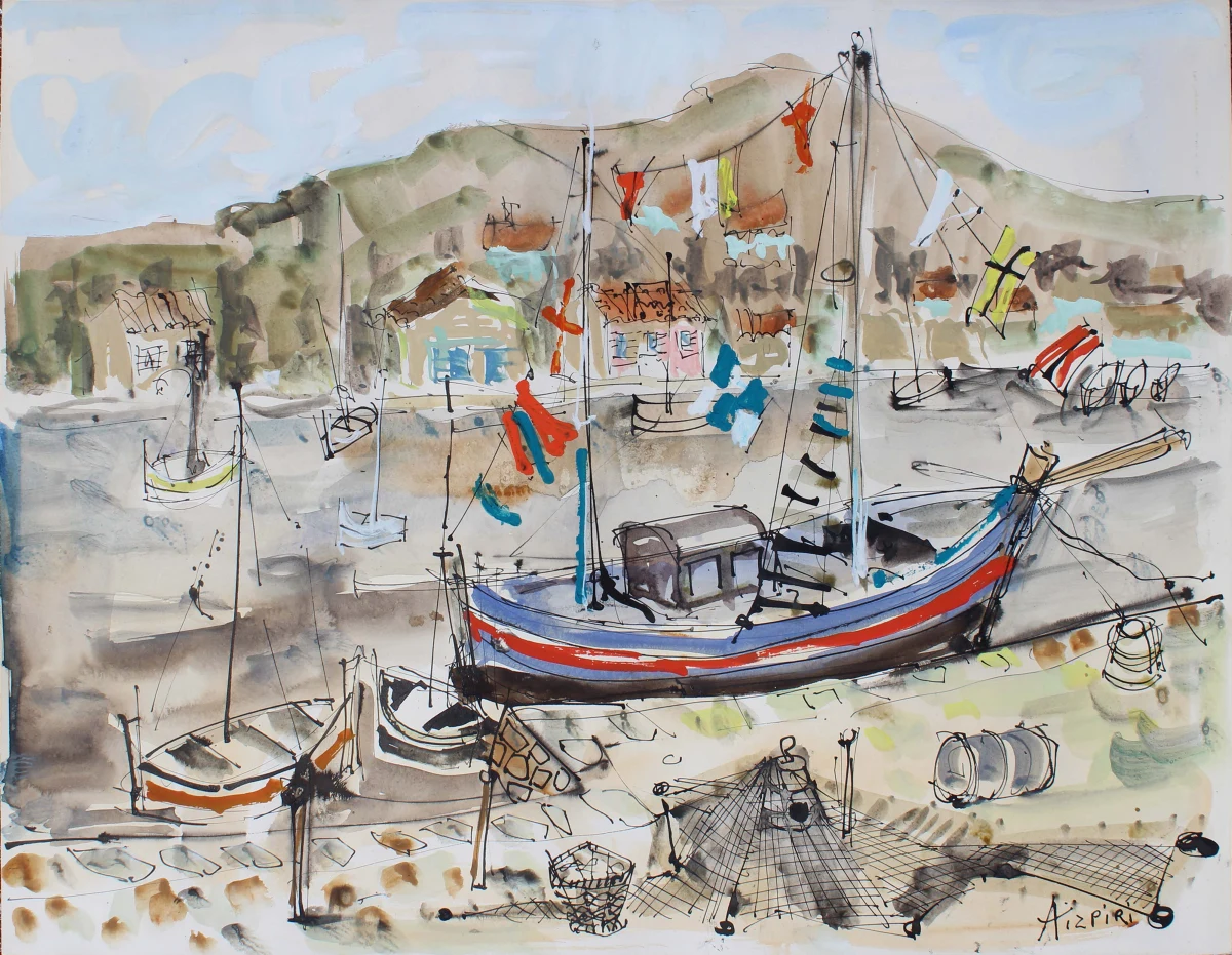 Paul Aïzpiri, Voiliers dans un port