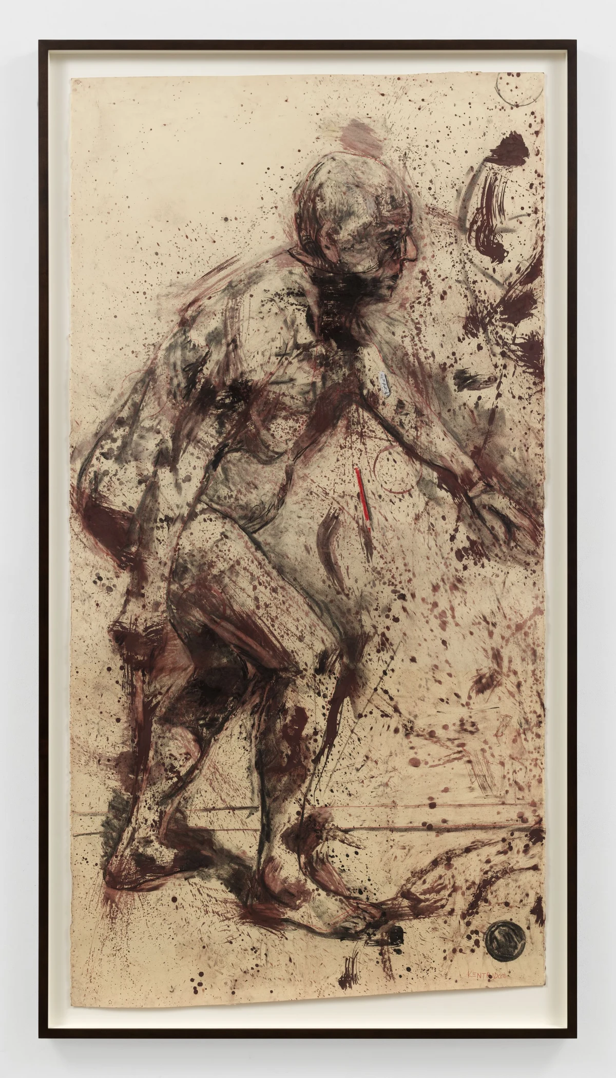William Kentridge, Drawing for Self-Portrait as a Coffee-Pot (Self-portrait, Crouching), 2020