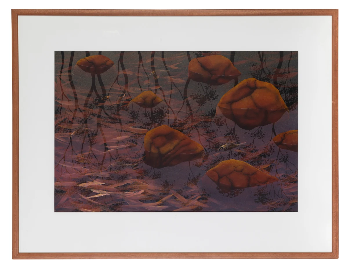 Lin Onus, Guyi Rirrkiyan Minitji – Fish in Rock Pool, 1993