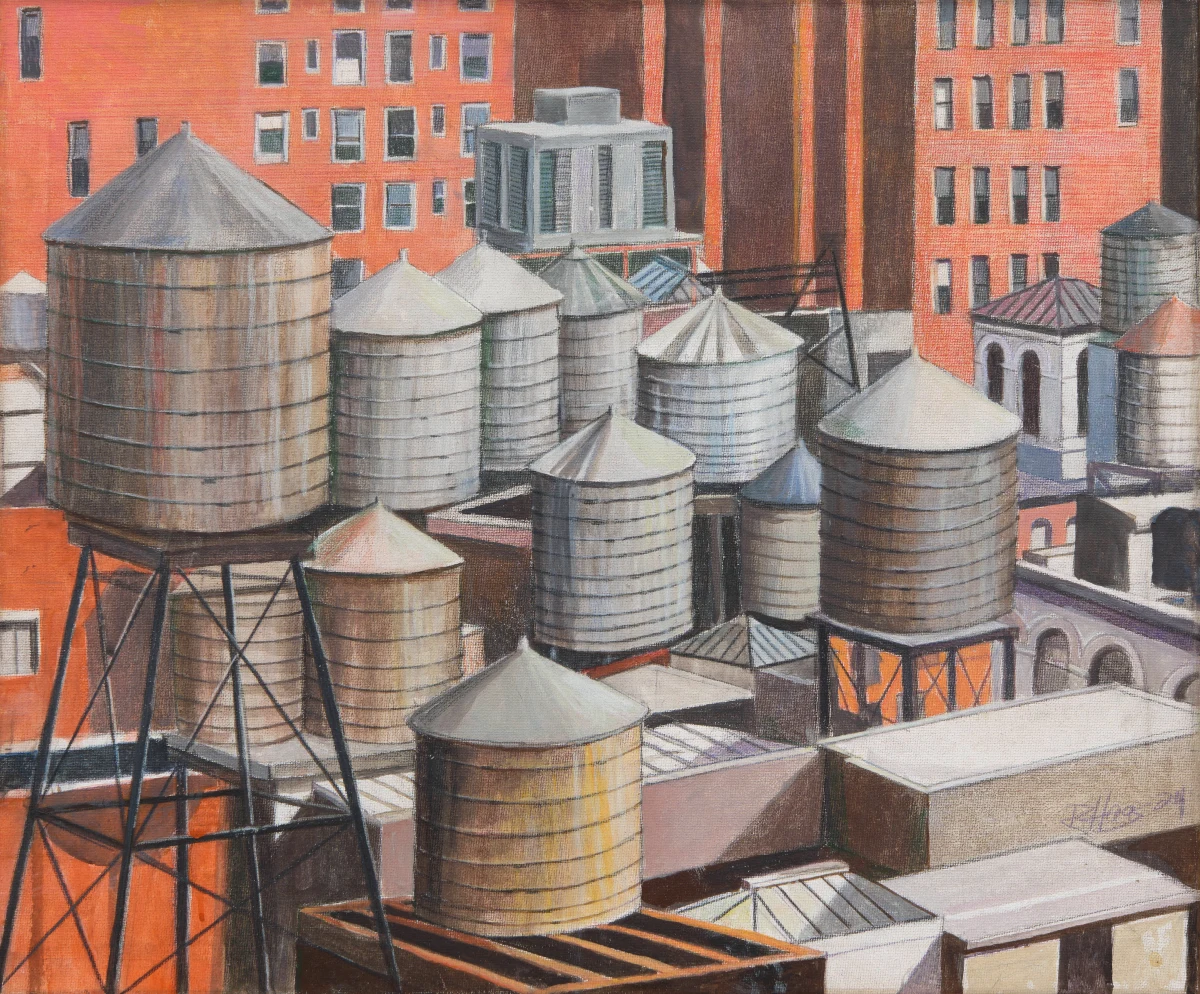 Joseph Peller, David DeSimone, Joseph Peller, Richard Haas, Doug Safranek, John Baeder, Saul Chase, Steven Katz & Richard Haas, Water Tower Red, 2024