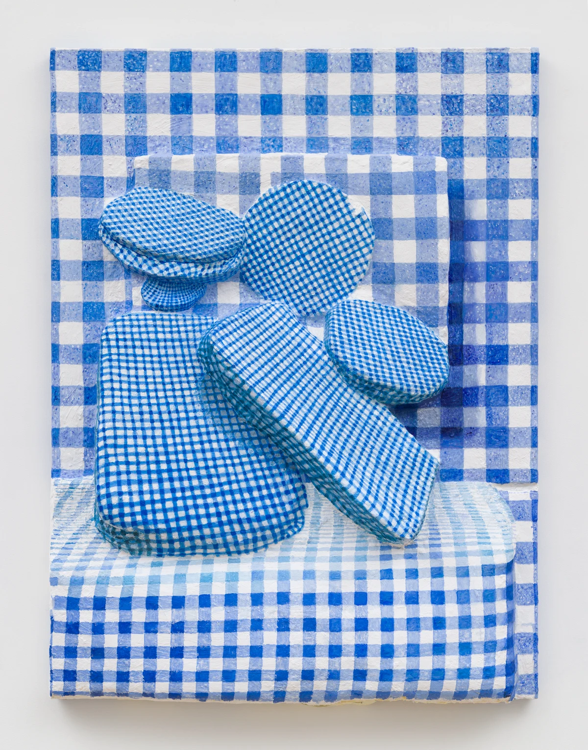 Gina Beavers, Blue Gingham Still Life (Pie and Casserole Covers, Crib Sheets), 2024