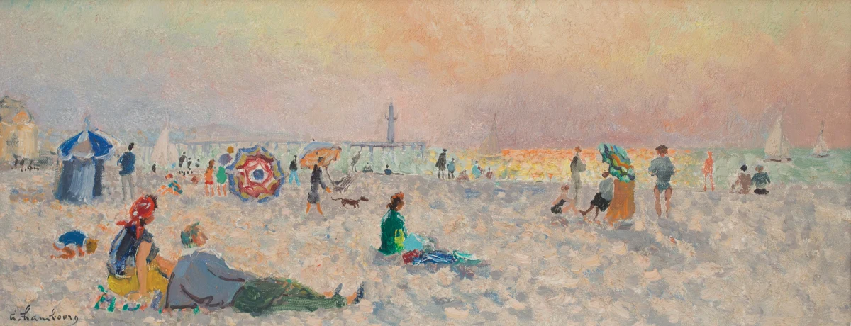 Charles Neal, Charles Neal, Ronnie Landfield & André Hambourg, Fin de jour sur la plage, 1963
