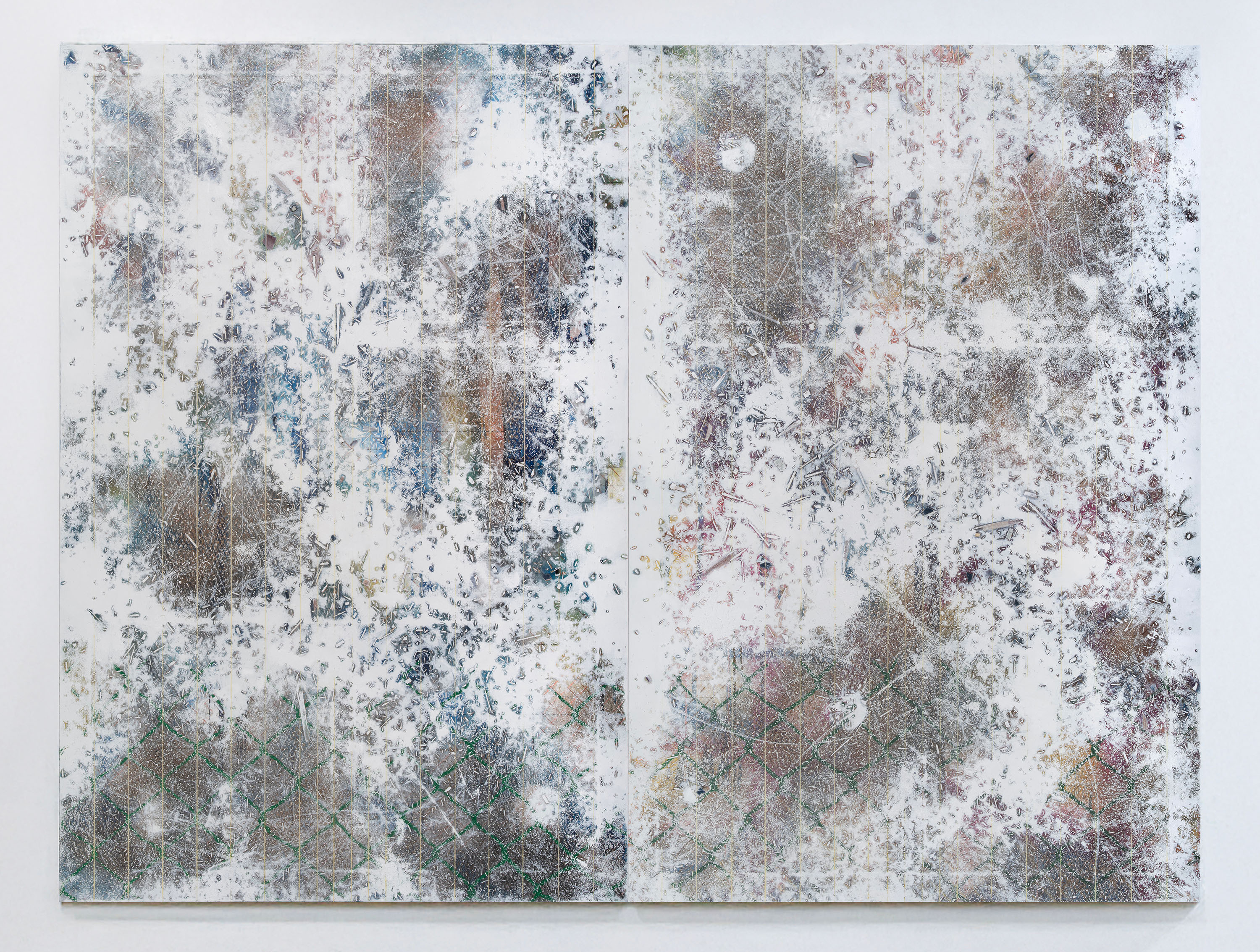 SungHong Min, Exercise for Painting_Green fence A_B, 2025