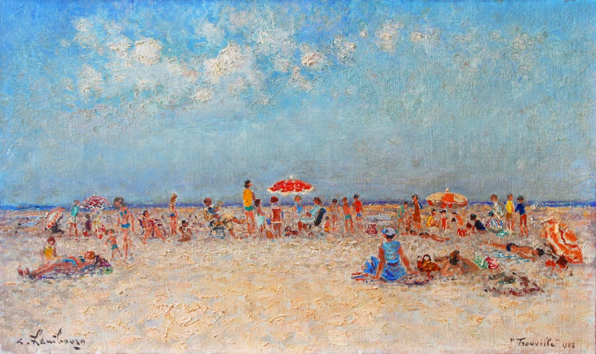 André Hambourg, Beau temps sur la plage (Trouville en matin en Août), 1983