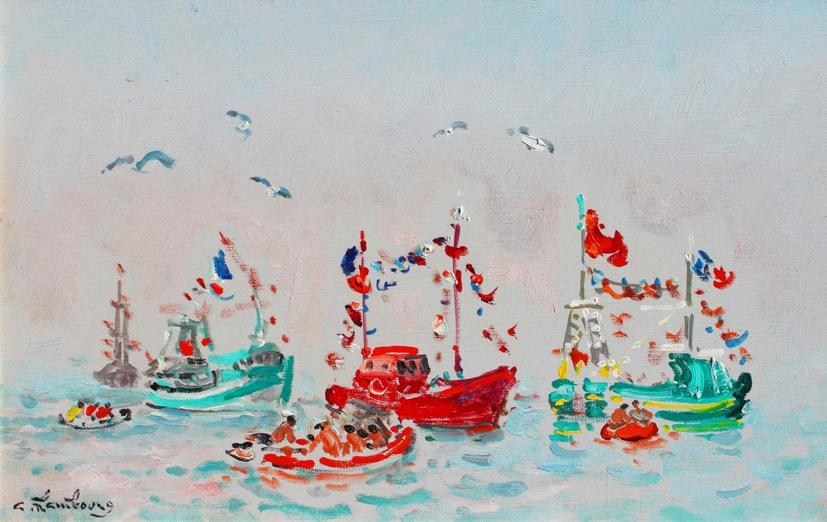 André Hambourg, 3 Chalutiers en fete, temps calme, 1988