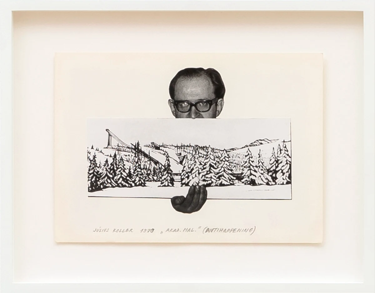 Július Koller, Untitled (Artist with landscape), 1970