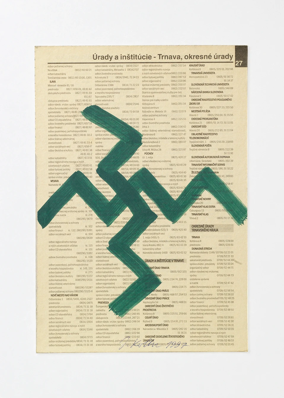 Július Koller, Untitled (Newsprint), 1997