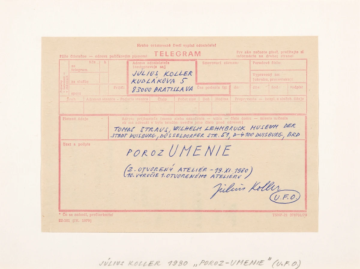 Július Koller, Untitled (Telegram), 1980