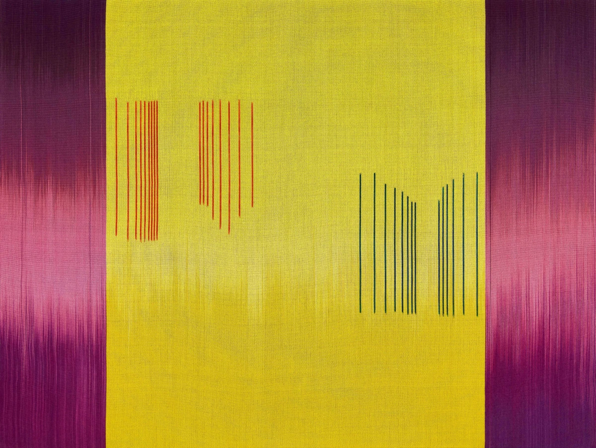Ptolemy Mann, Ikat Drawing with Yellow and Violet, 2025