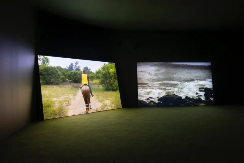 Installation shot from Karimah Ashadu: Tendered, @ Camden Art Centre