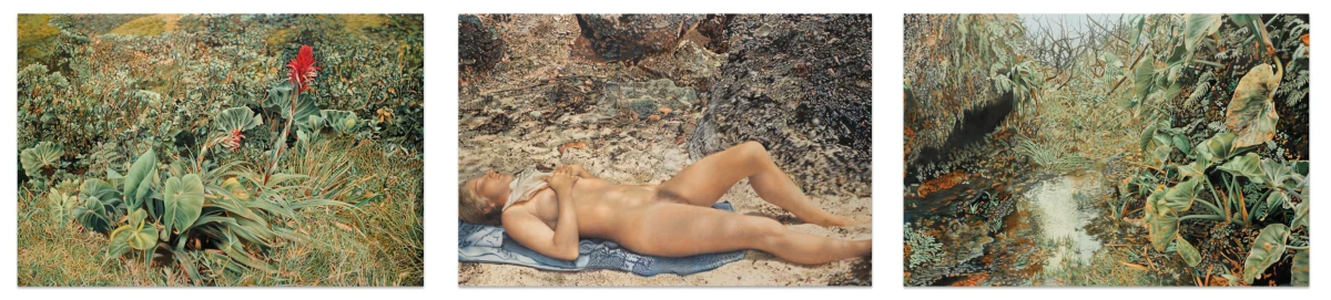 Franz Gertsch, Guadeloupe (Triptych): Bromelia, Maria, Soufrière, 2011 - 2013