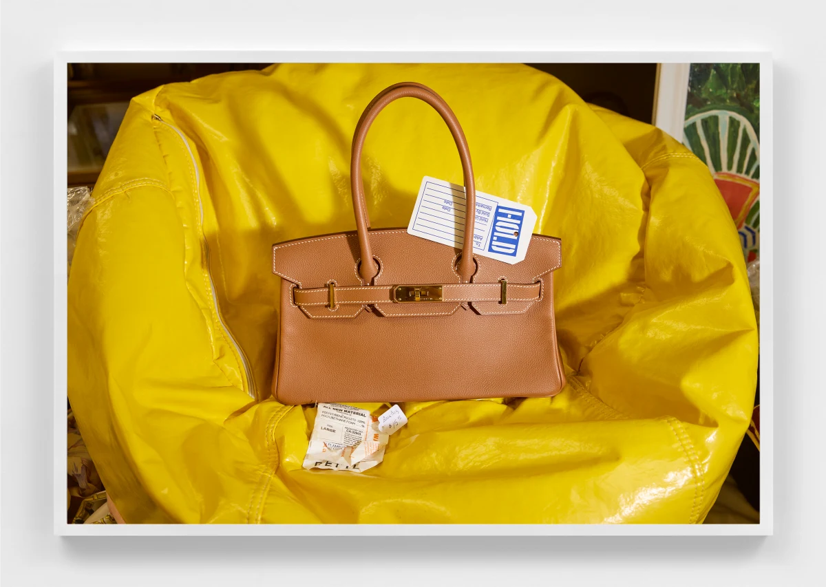 Roe Ethridge, Kelly Bag on Bean Bag at Church Mouse, 2025