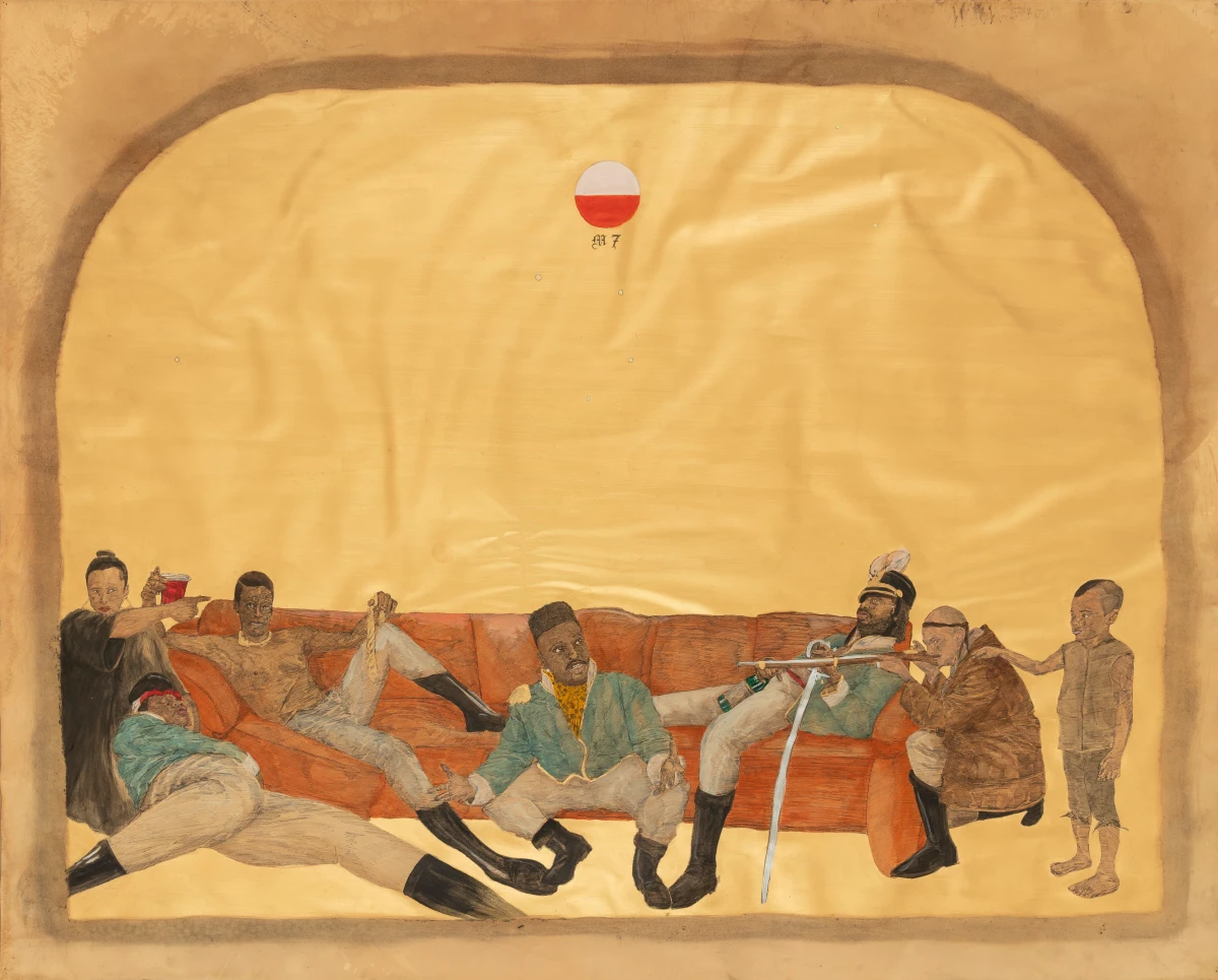 Umar Rashid (Frohawk Two Feathers), Burnt Orange. Or, mercenaries of the leisure class, awaiting orders from the admiralty. Rest before reckoning. The Force Fantastique, collected from across the empire in a time of total war, chill and horse around before committing atrocities that will see them enriched with coin and possible nightmares. 1798, 2025