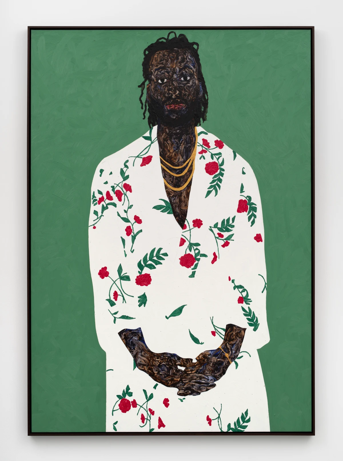 Amoako Boafo, Self Portrait - Laced Fingers, 2025