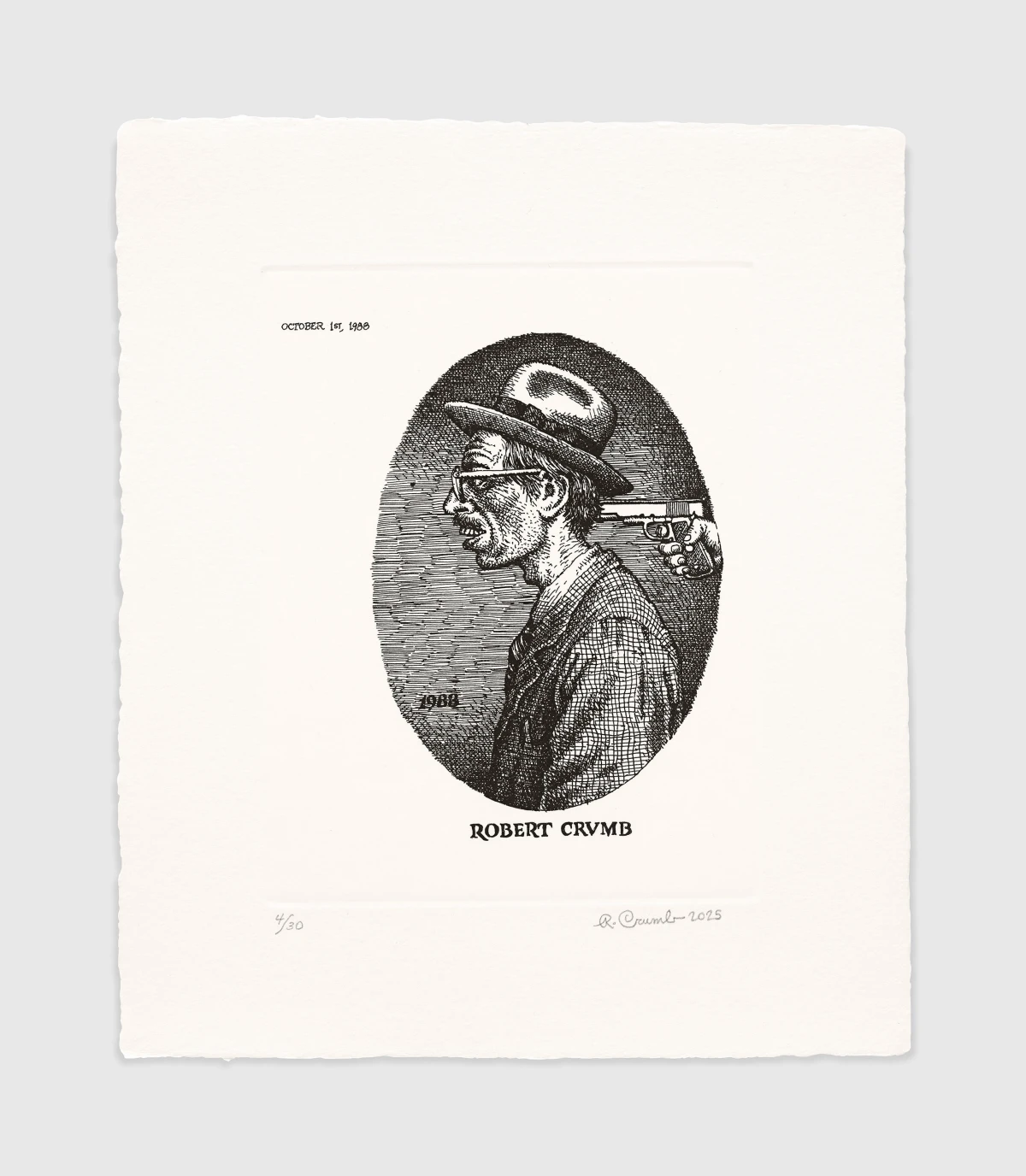 R. Crumb, Self Portrait (Gun), 2025