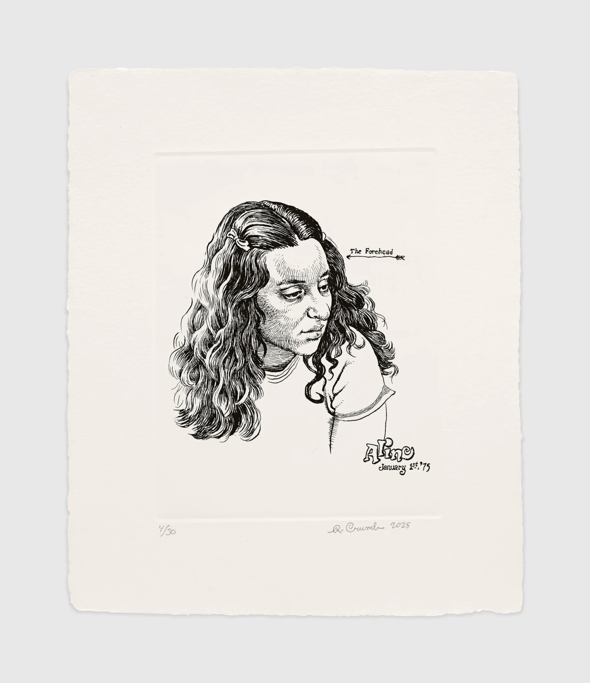 R. Crumb, Aline (The Forehead), 2025
