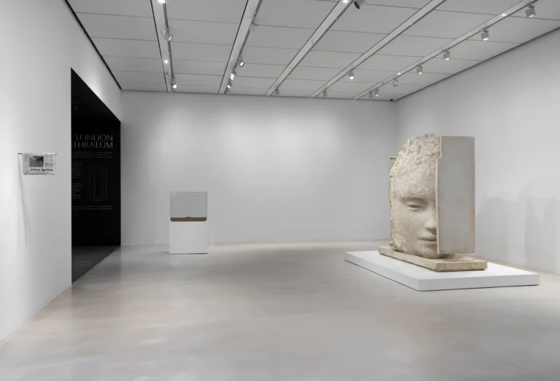 Installation shot from Mark Manders: Room with All Existing Words, @ London Mithraeum Bloomberg SPACE