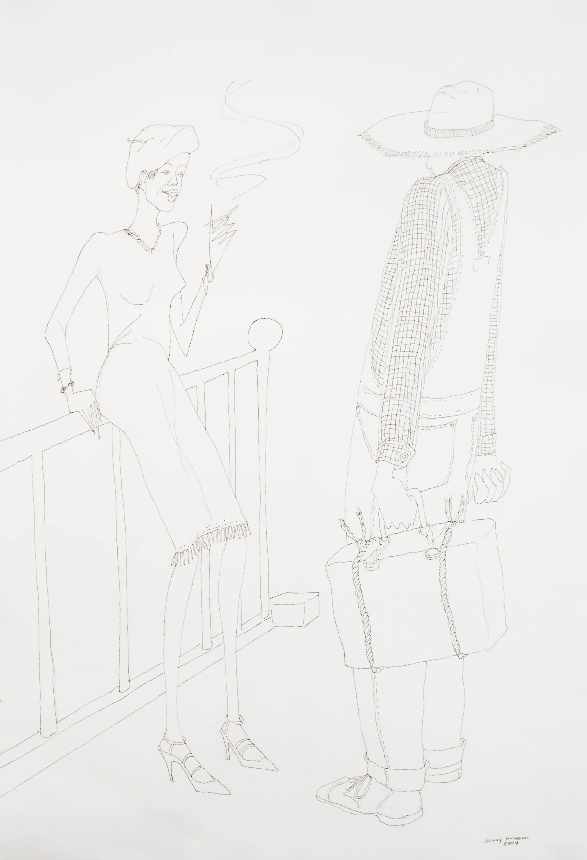 Benny Andrews, New Arrival (Migrant Series), 2004