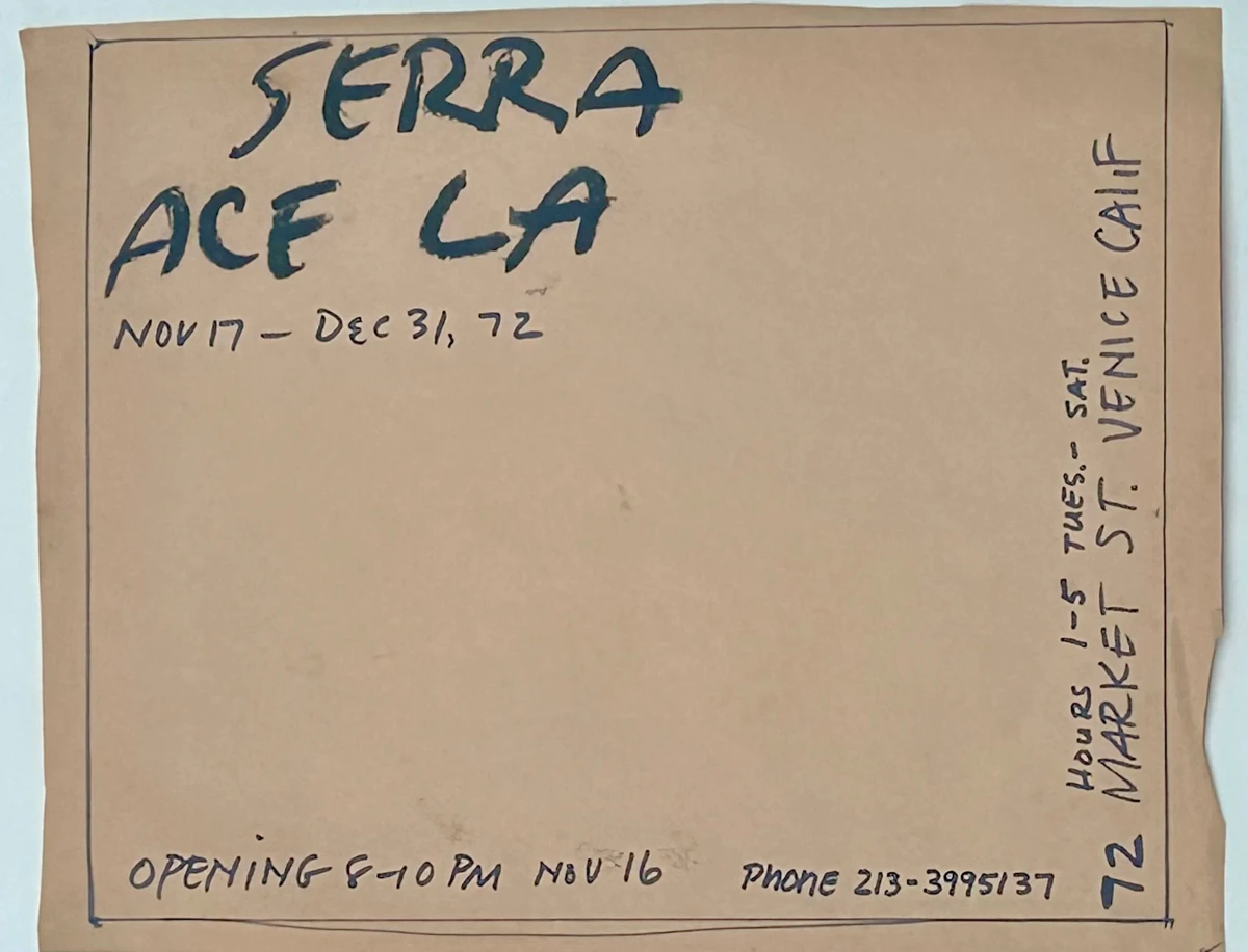 Richard Serra, Ace LA Exhibition Poster Drawing, 1972