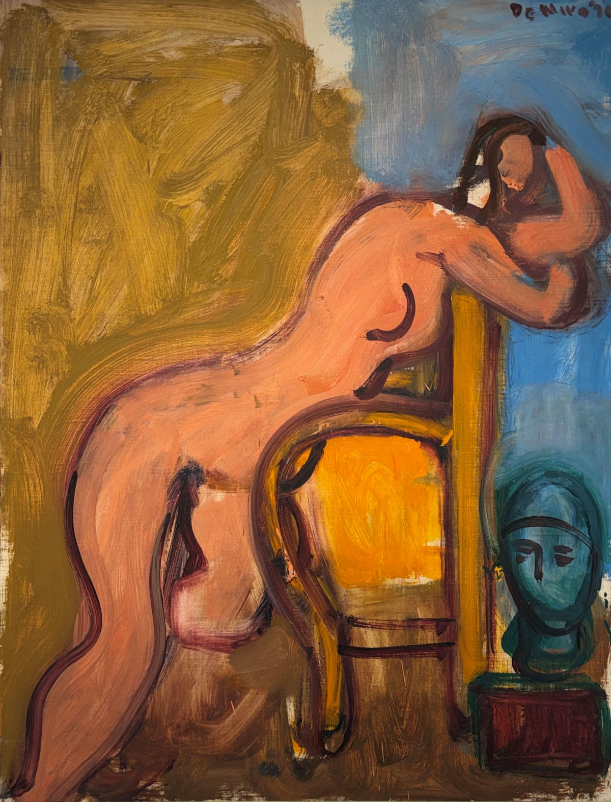 Robert de Niro Sr., Nude Leaning on Back of Chair, 1970