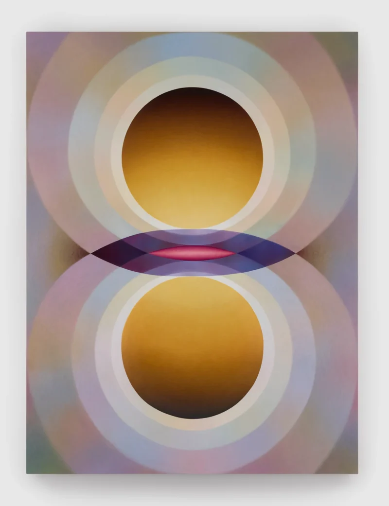 Loie Hollowell, Overview Effect in yellow with small red mandorla, 2025
