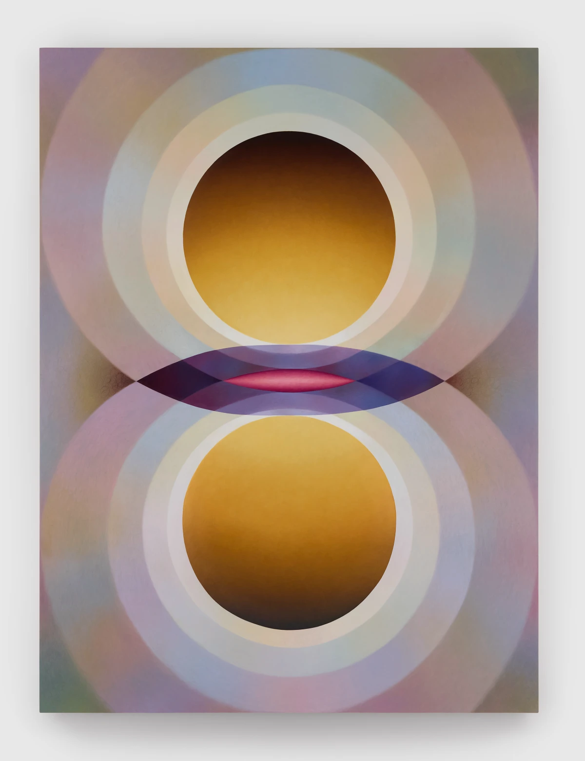 Loie Hollowell, Overview Effect in yellow with small red mandorla, 2025