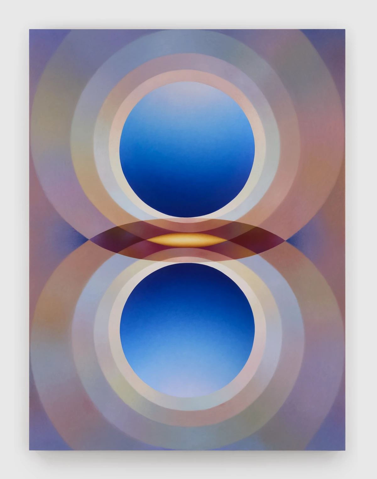 Loie Hollowell, Overview Effect in blue with small yellow mandorla, 2025