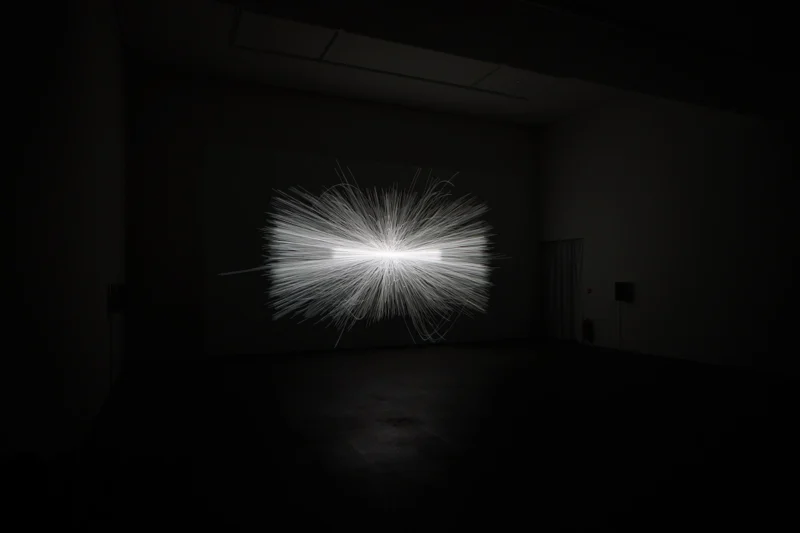 Installation shot from Ryoji Ikeda: data-verse, @ BERG Contemporary