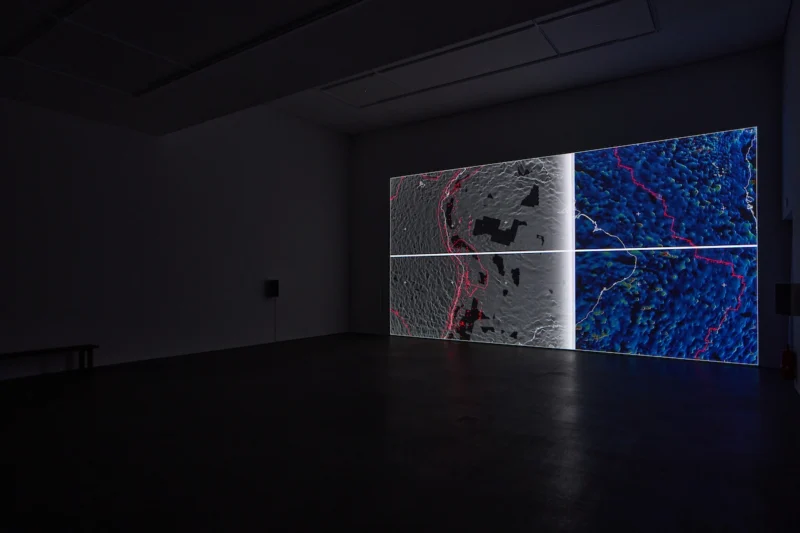 Installation shot from Ryoji Ikeda: data-verse, @ BERG Contemporary