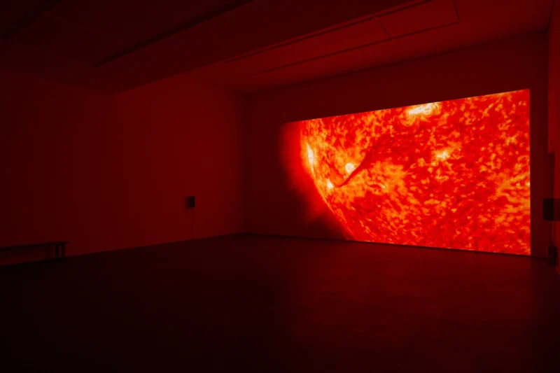 Installation shot from Ryoji Ikeda: data-verse, @ BERG Contemporary