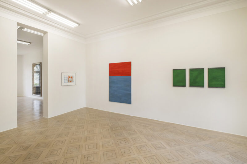 Installation shot from Günther Förg: Canvases · Bronzes · Copper · Drawings · Lead works, @ Galerie Vera Munro