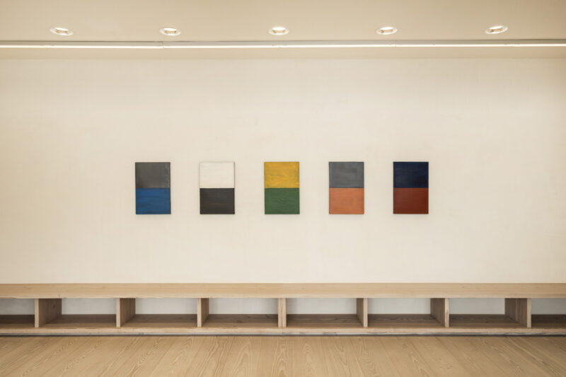 Installation shot from Günther Förg: Canvases · Bronzes · Copper · Drawings · Lead works, @ Galerie Vera Munro