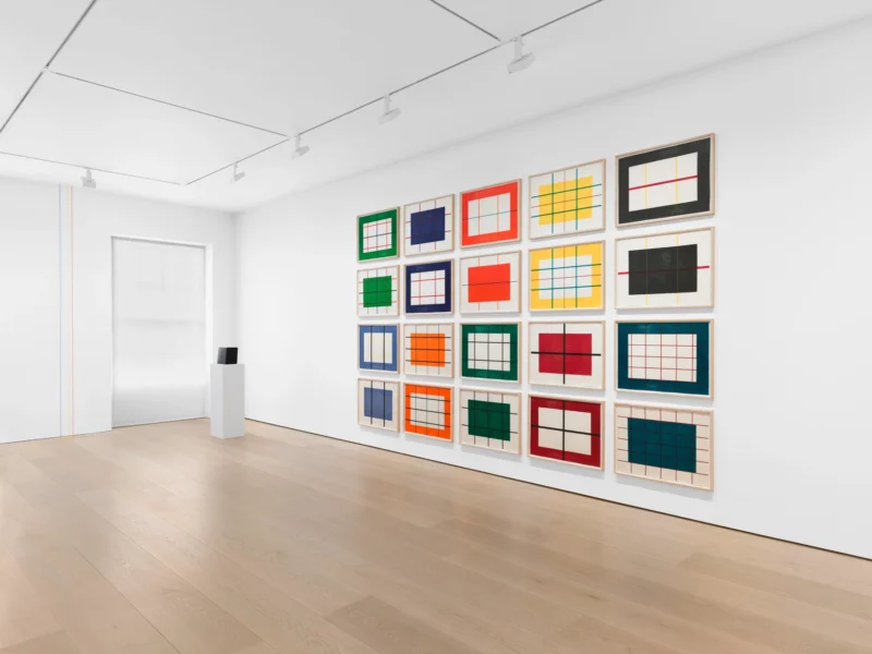 Installation shot from Flavin, Judd, McCracken, Ryman, Sandback, @ David Zwirner