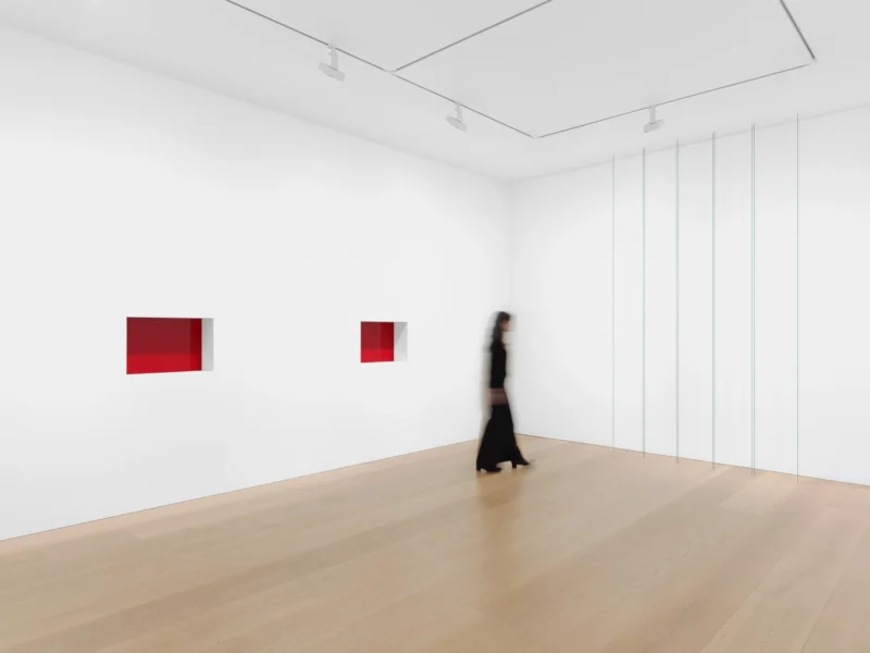 Installation shot from Flavin, Judd, McCracken, Ryman, Sandback, @ David Zwirner
