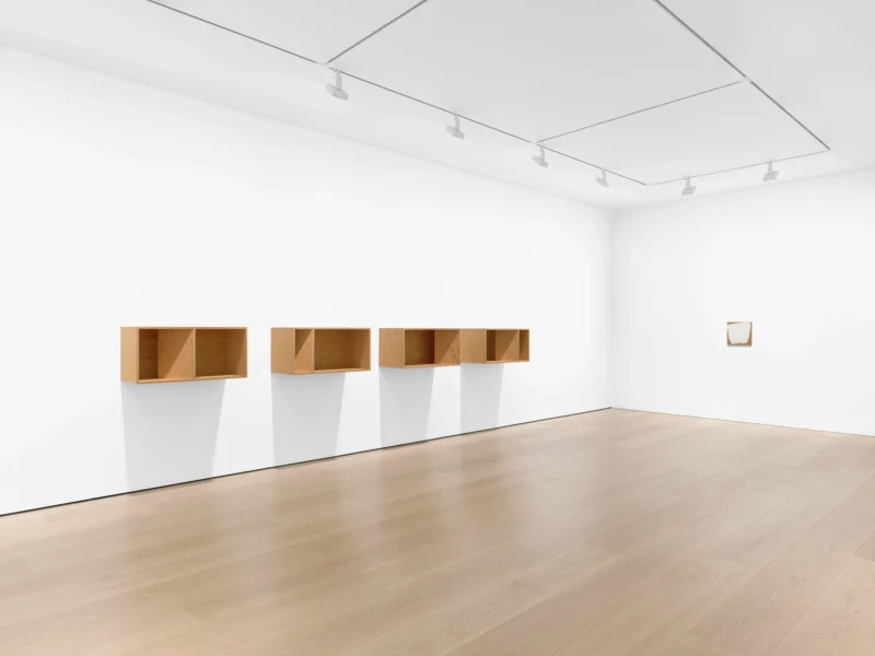 Installation shot from Flavin, Judd, McCracken, Ryman, Sandback, @ David Zwirner