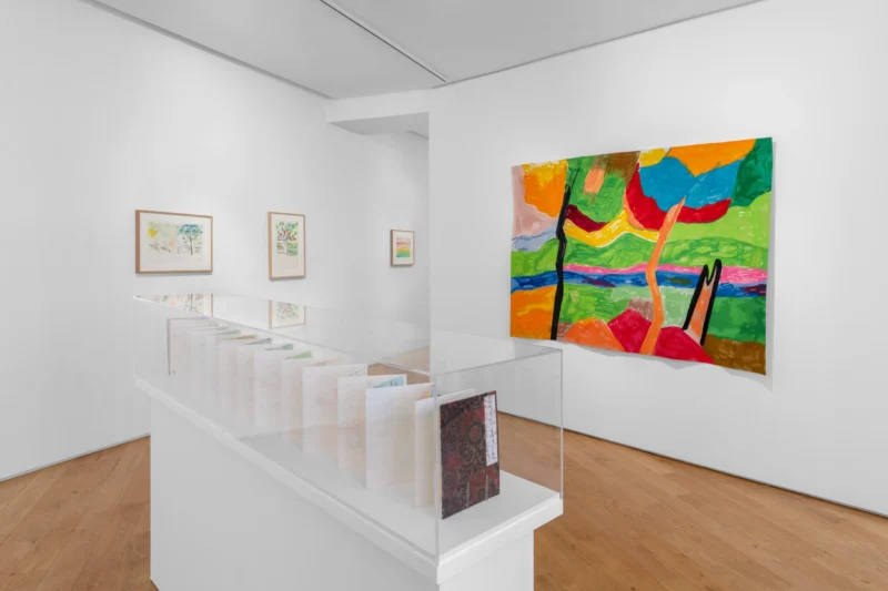 Installation shot from Etel Adnan: Au coeur du silence, @ Galerie Lelong