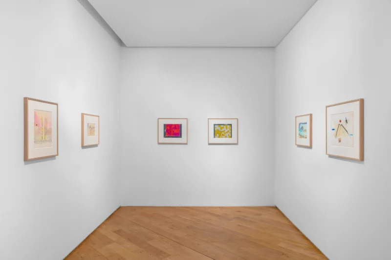Installation shot from Etel Adnan: Au coeur du silence, @ Galerie Lelong