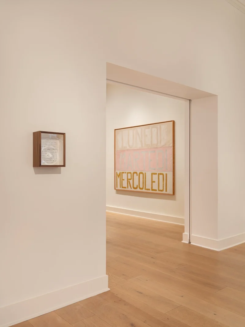 Installation shot from Jannis Kounellis: To the Sound of Pictures, @ Luxembourg + Co.